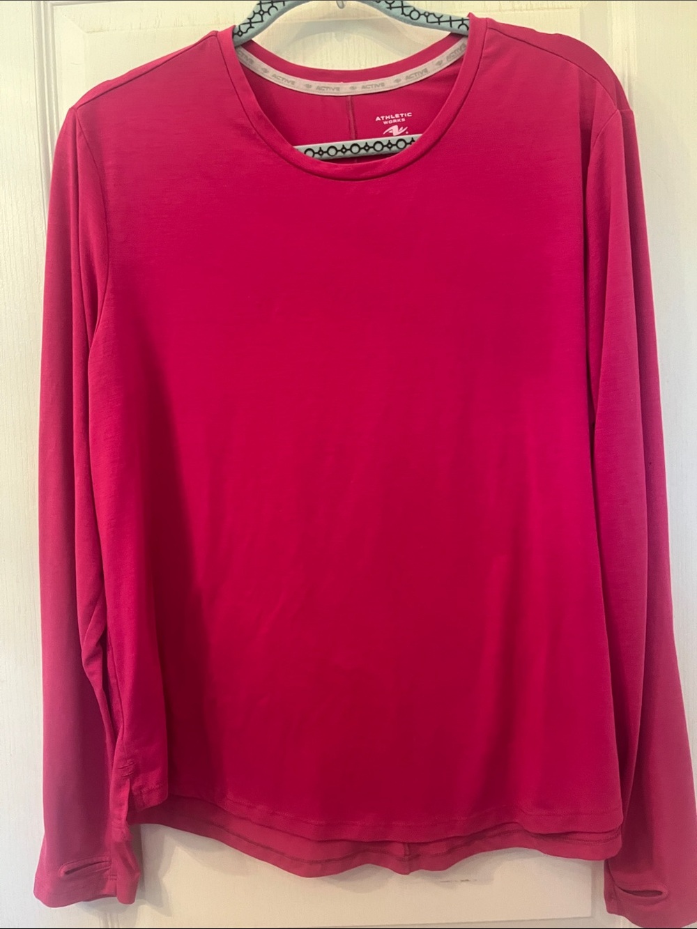 Athletic Works Long Sleeve Crewneck Top in Bright Fuchsia